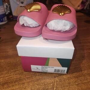 Katy Perry Pool Slide Shell  Sandals Womens Sz 7M, Dark Pink & Gold NEW in Box